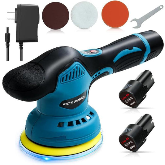 Cordless Car Buffer Polisher with 12V Lithium Rechargeable Battery*2, Cordless Polisher with 8 Variable Speeds, Cordless Buffer Polisher for Car Detailing, Polishing Tools, Polishing Accessories for Men