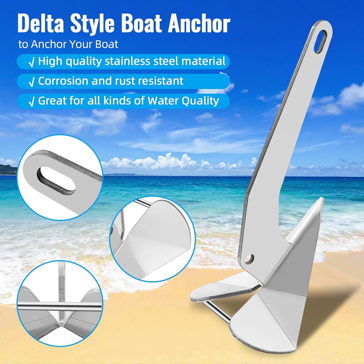 Delta Style Anchor, 316 Stainless Steel Boat Anchor